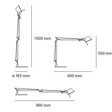 Artemide AR A015100+AR A003900 ENSEMBLE - Lampe de table LED à intensité variable TOLOMEO MIDI 1xLED/9W/230V