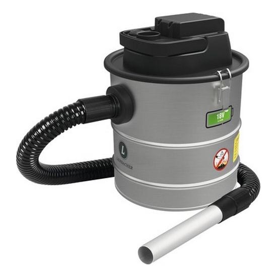 Aspirateur à cendres alimenté par batterie avec filtre HEPA 12 l 110W/18V 2000 mAh chrome mat