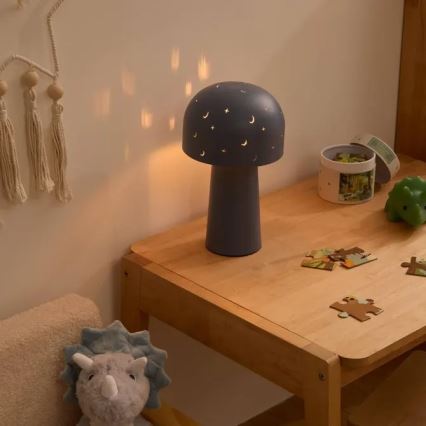 Atmosphera - Kinder-tafellamp STARRY MUSHROOM 1xE14/25W/230V blauw
