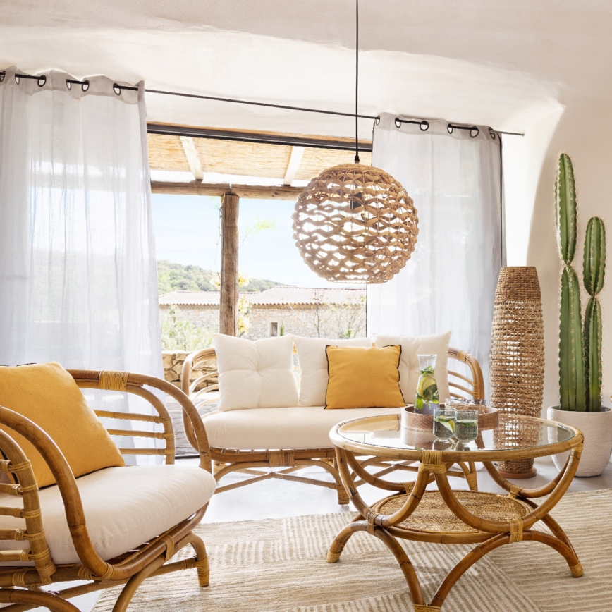 Atmosphera - Lampadaire SAND 1xE27/40W/230V hêtre/jacinthe d'eau