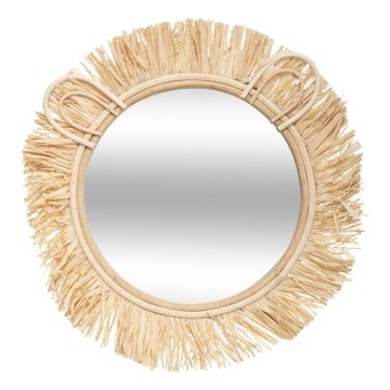 Atmosphera - Miroir mural pour enfants LION Ø 38 cm en rotin/raffia