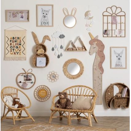 Atmosphera - Miroir mural pour enfants RABBIT 37x24 cm bambou