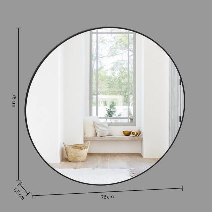 Atmosphera - muur spiegel ALICE diameter 76 cm zwart