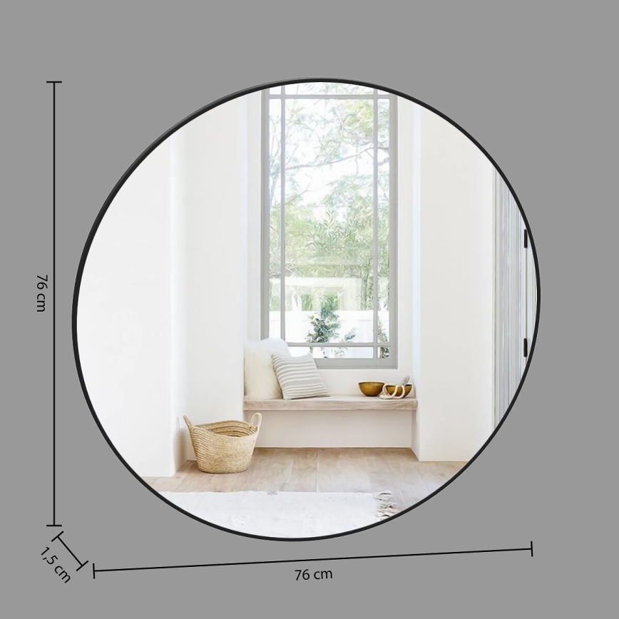 Atmosphera - muur spiegel ALICE diameter 76 cm zwart