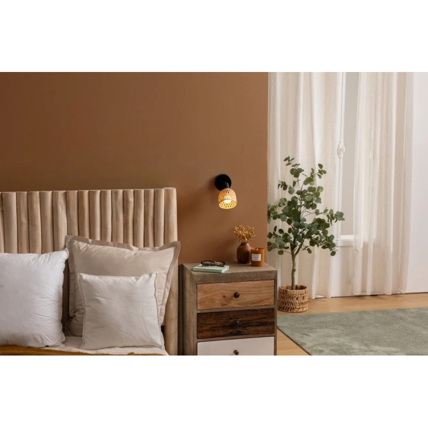 Atmosphera - Nástěnné bodové svítidlo LIO s bambusovým stínidlem 1xE27/25W/230V