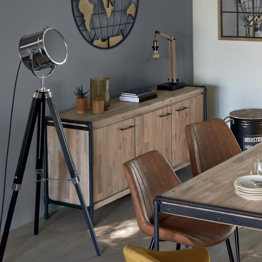Atmosphera - Staande Lamp EBOR 1xE27/25W/230V grenen/glanzend chroom