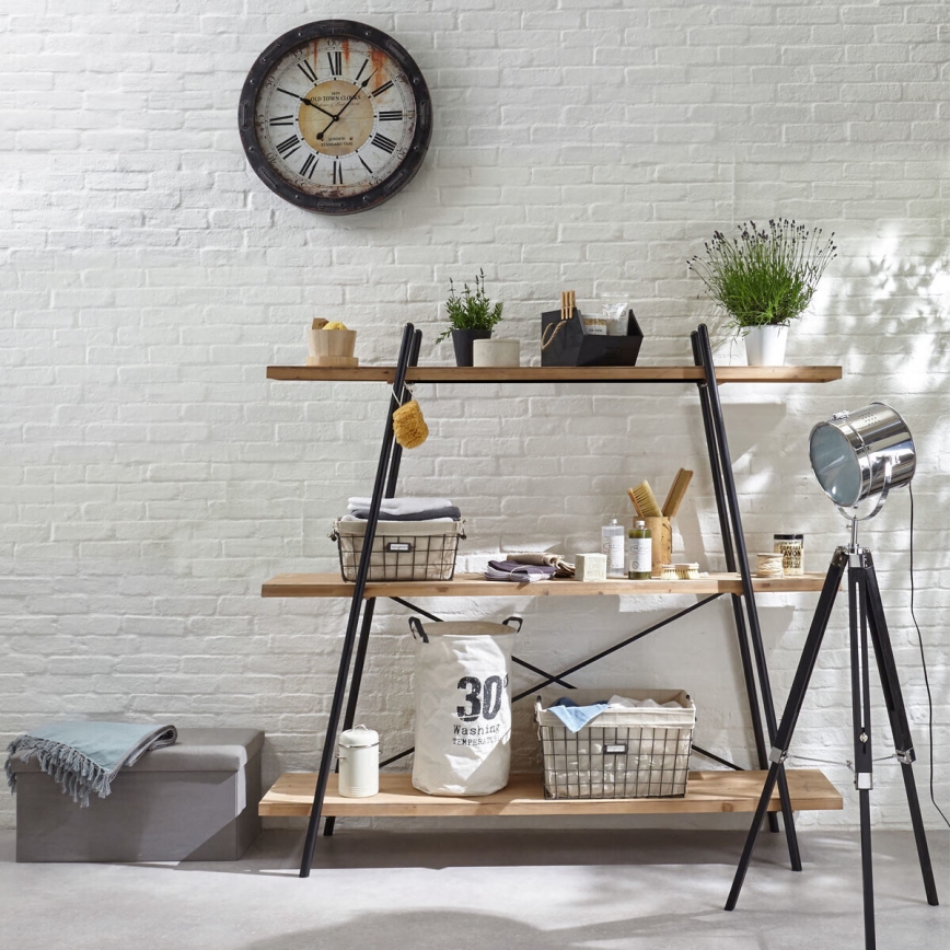 Atmosphera - Staande Lamp EBOR 1xE27/25W/230V grenen/glanzend chroom