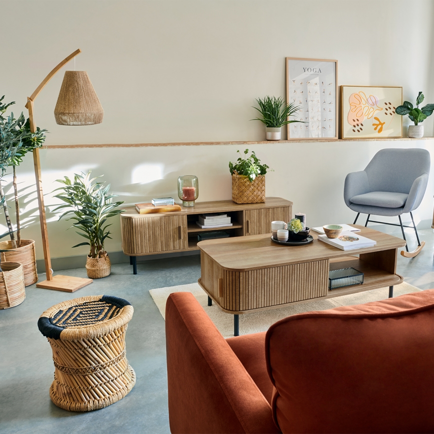 Atmosphera - Staande Lamp PALM 1xE27/60W/230V bamboe/hennep