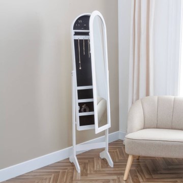 Atmosphera - Staande spiegel met sieradenkastje LEXY 158x38 cm wit