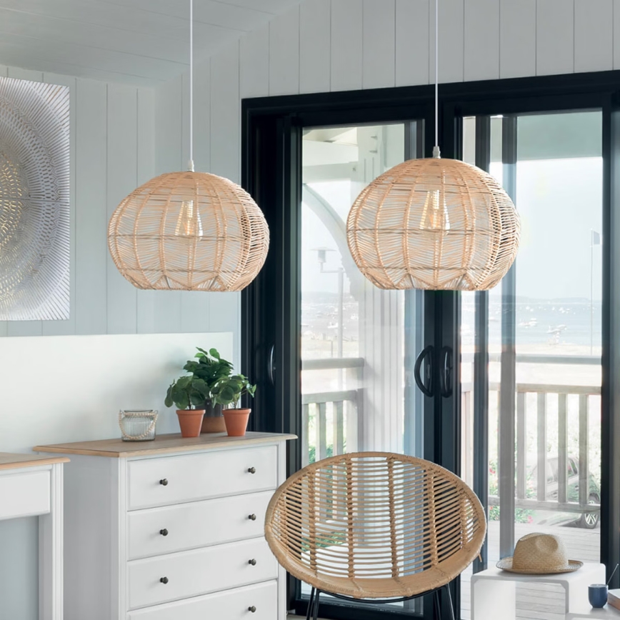 Atmosphera - Suspension filaire KITA 1xE27/40W/230V rotin