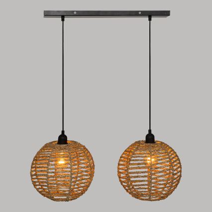 Atmosphera - Suspension filaire RANA 2xE27/40W/230V rotin