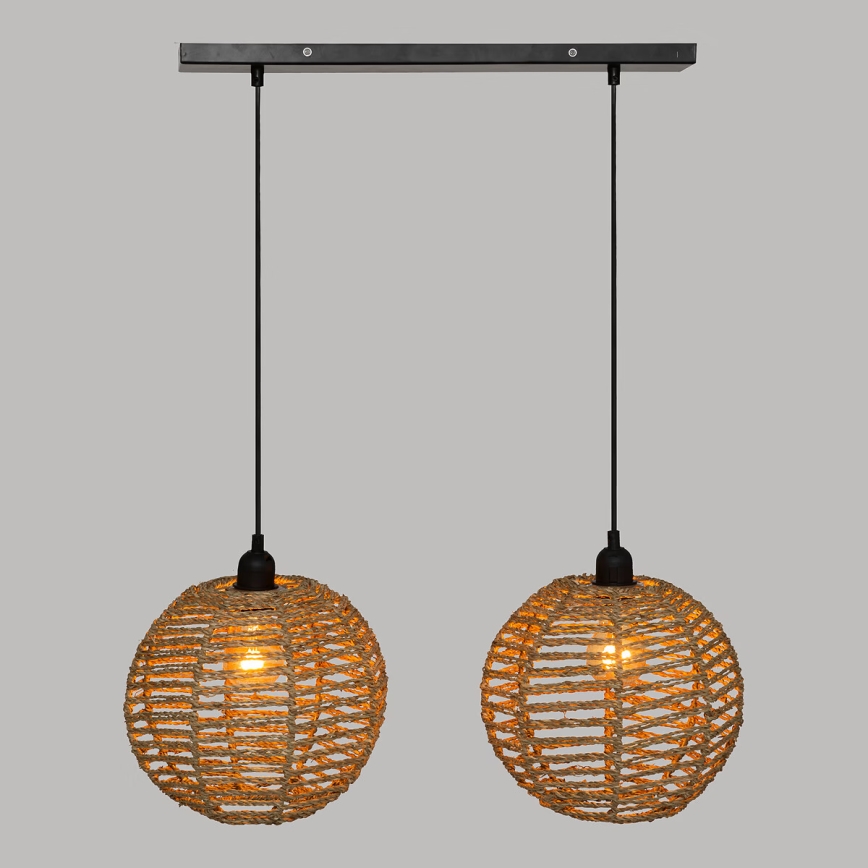 Atmosphera - Suspension filaire RANA 2xE27/40W/230V rotin