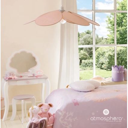 Atmosphera - Suspension pour enfant PETAL sur câble 1xE27/40W/230V Ø 64 cm, rose