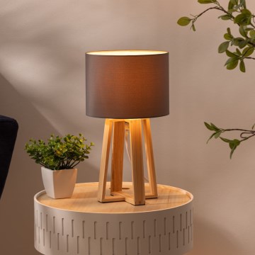 Atmosphera - Tafellamp MOLU 1xE27/25W/230V grenen/grijs