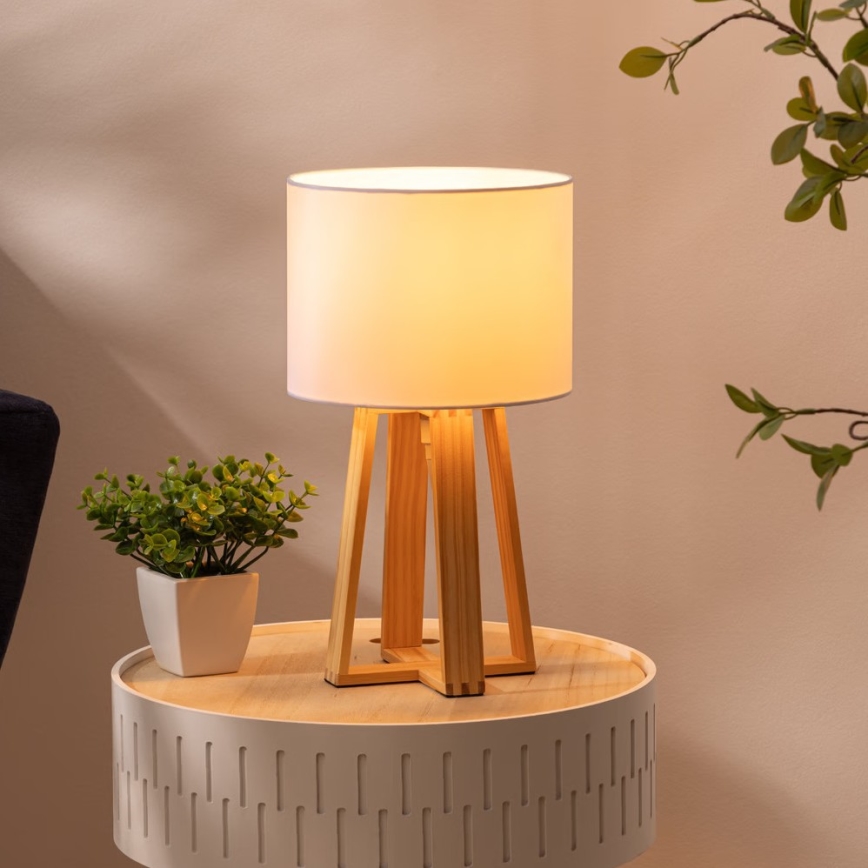 Atmosphera - Tafellamp MOLU 1xE27/25W/230V grenen/wit
