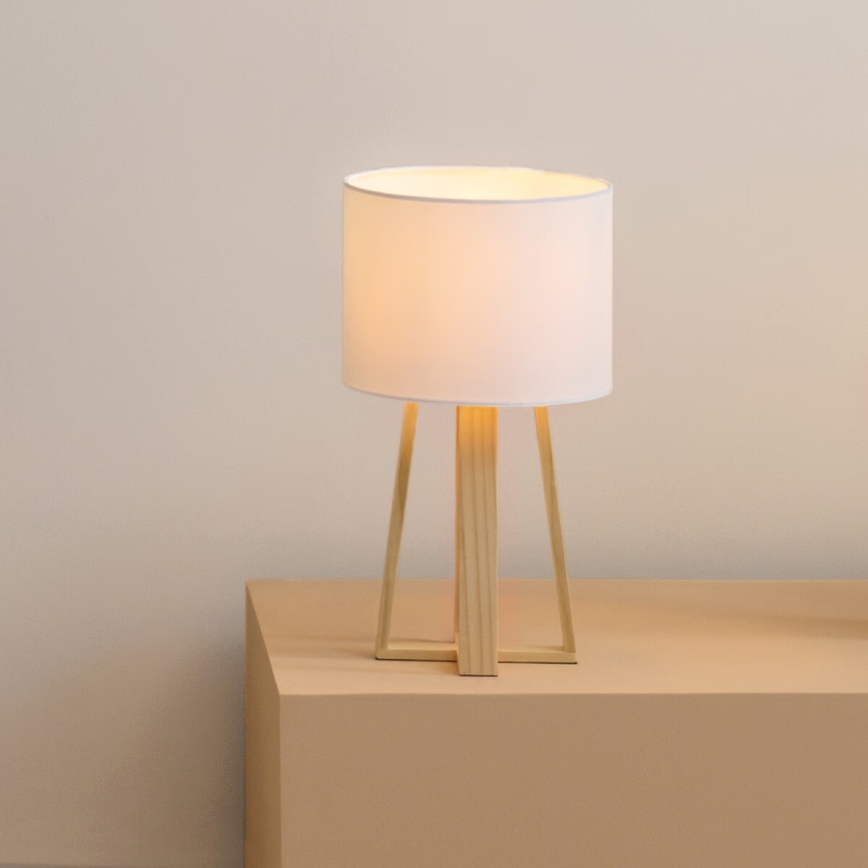 Atmosphera - Tafellamp MOLU 1xE27/25W/230V grenen/wit