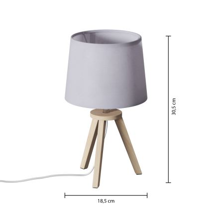 Atmosphera - Tafellamp TRIPOD 1xE14/40W/230V dennenhout/grijs