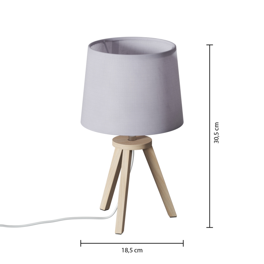 Atmosphera - Tafellamp TRIPOD 1xE14/40W/230V dennenhout/grijs