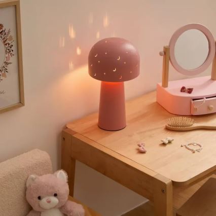 Atmosphera - Tafellamp voor kinderen STARRY MUSHROOM 1xE14/25W/230V roze
