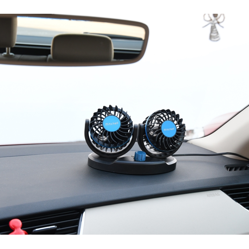 Auto dashboard fan met USB 3W/5V zwart