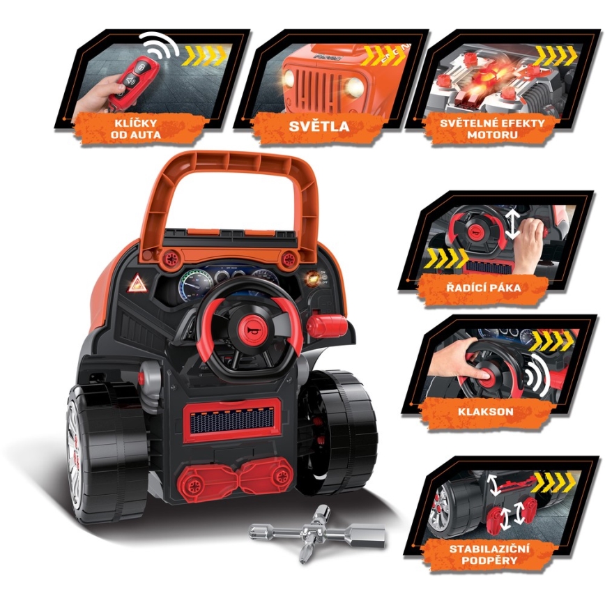 Autoreparatiewerkplaats voor kinderen 3xAAA + 1xCR2025 oranje/grijs