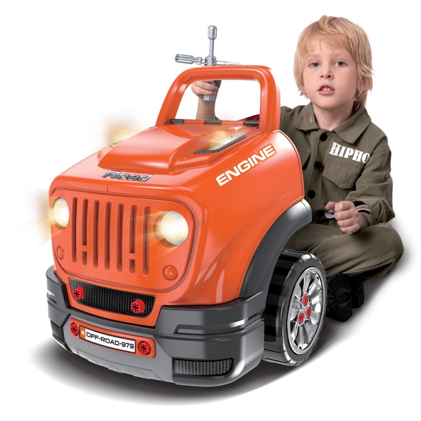 Autoreparatiewerkplaats voor kinderen 3xAAA + 1xCR2025 oranje/grijs