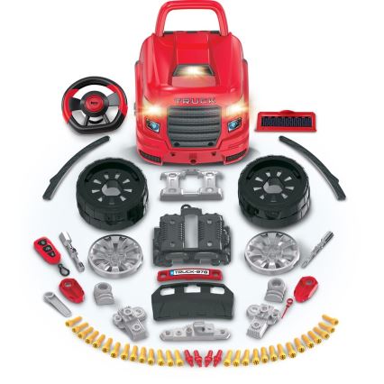 Autoreparatiewerkplaats voor kinderen 3xAAA + 1xCR2025 rood