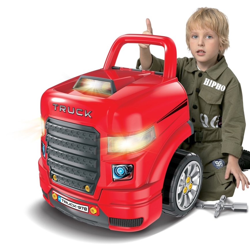 Autoreparatiewerkplaats voor kinderen 3xAAA + 1xCR2025 rood