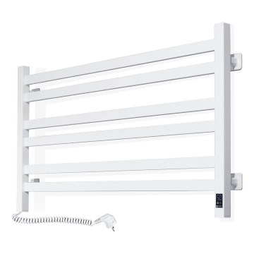 AVANGARD handdoekradiator voor badkamer met thermostaat, 316 W / 230 V, 50,6 cm, IP44, wit, links, vierkant