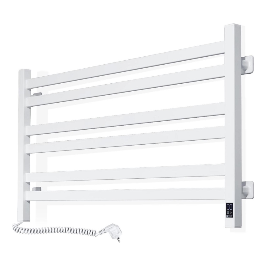 AVANGARD handdoekradiator voor badkamer met thermostaat, 316 W / 230 V, 50,6 cm, IP44, wit, links, vierkant