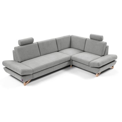 Uitschuifbare gestoffeerde L-hoekbank AVESTA, rechts, met opbergruimte, grijs