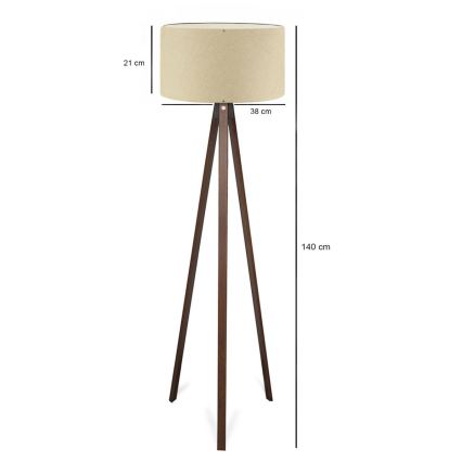 AYD 1xE27/40W/230V vloerlamp beige/bruin