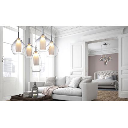 Azzardo AZ0722 - Hanglamp aan koord AMBER MILANO 5xG9/40W/230V