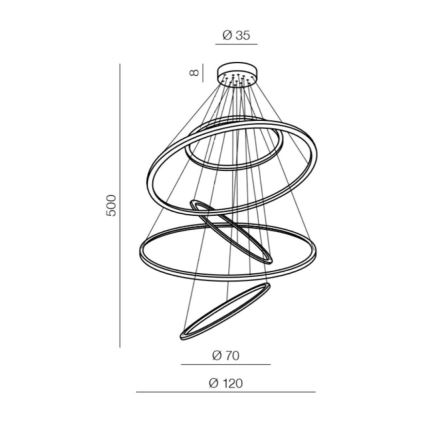 Azzardo AZ3137 - Suspension dimmable LED avec fil WHEEL LED/190W/230V noir