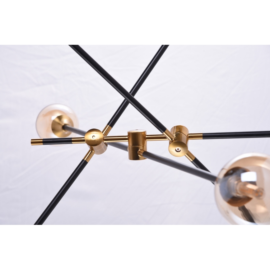 Azzardo AZ4700 - Hanglamp aan een paal SOLEN 6xG9/30W/230V zwart/goud