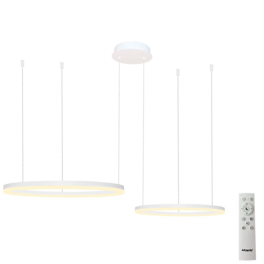 Azzardo AZ4977 - LED dimbare hanglamp aan kabel HALO LED/90W/230V wit + afstandsbediening