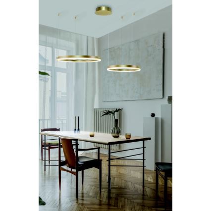 Azzardo AZ4979 - Dimbare LED hanglamp aan een koord HALO LED/90W/230V goud + afstandsbediening