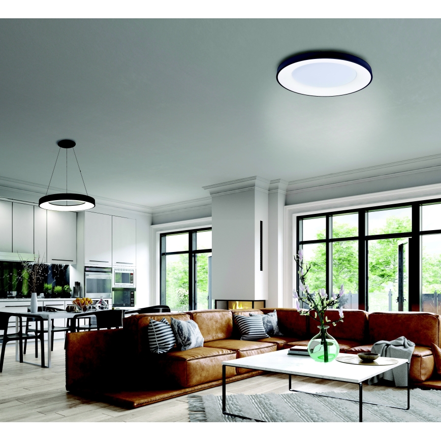 Azzardo AZ4991 - Plafonnier à intensité variable LED SANTANA LED/50W/230V noir + télécommande