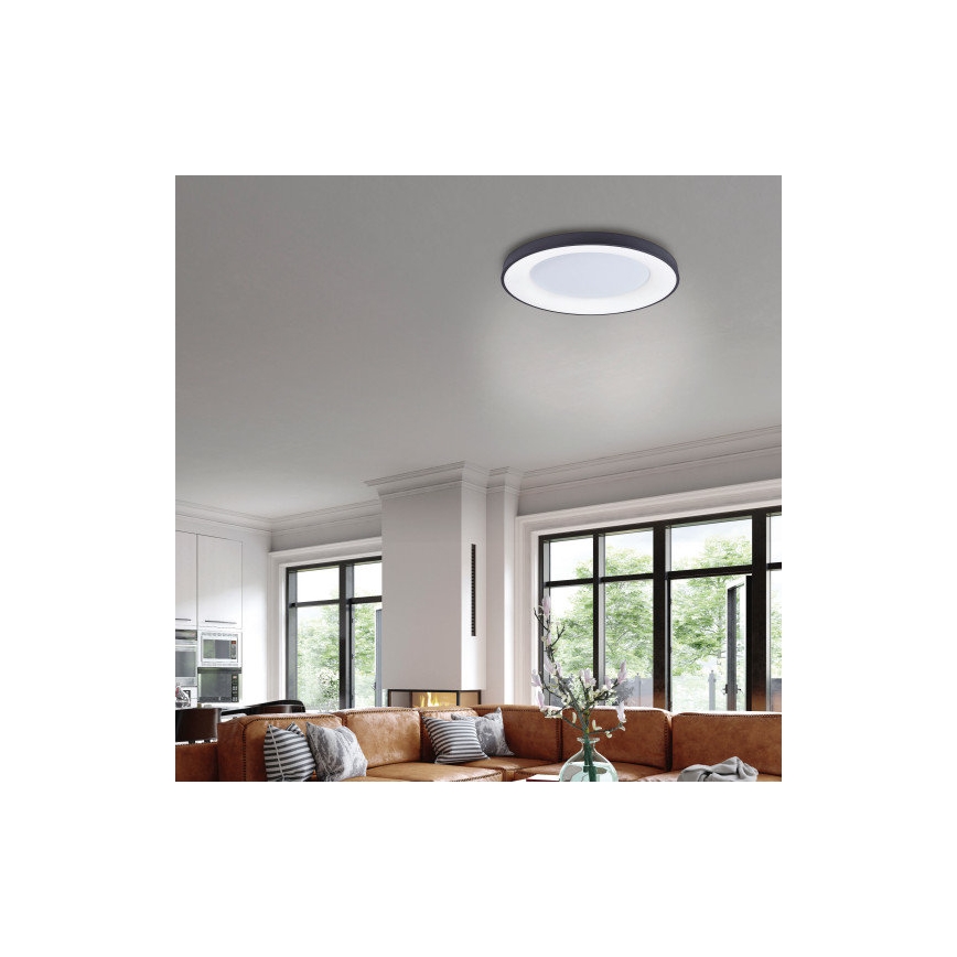 Azzardo AZ4995 - Plafonnier à intensité variable LED SANTANA LED/80W/230V noir + télécommande