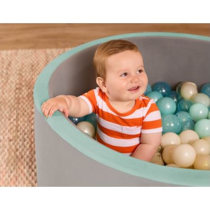 B-Toys - Droog zwembad voor kinderen met speelballen diameter 89 cm grijs/turquoise
