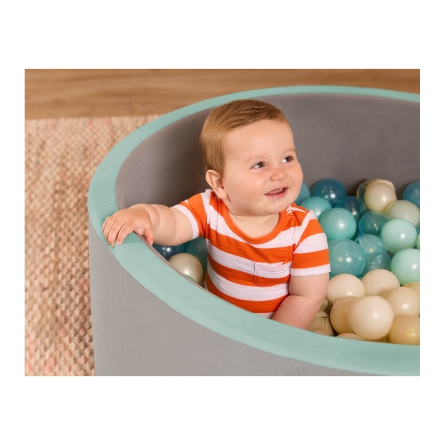 B-Toys - Droog zwembad voor kinderen met speelballen diameter 89 cm grijs/turquoise