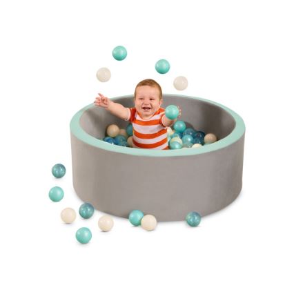 B-Toys - Droog zwembad voor kinderen met speelballen diameter 89 cm grijs/turquoise