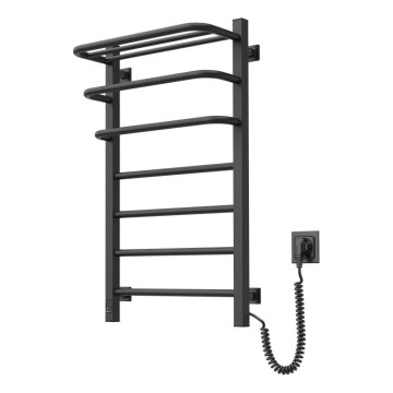 Badkamer elektrisch radiator met thermostaat FORTIS 350W/230V 80,6 cm IP44 zwart rechts hoekig