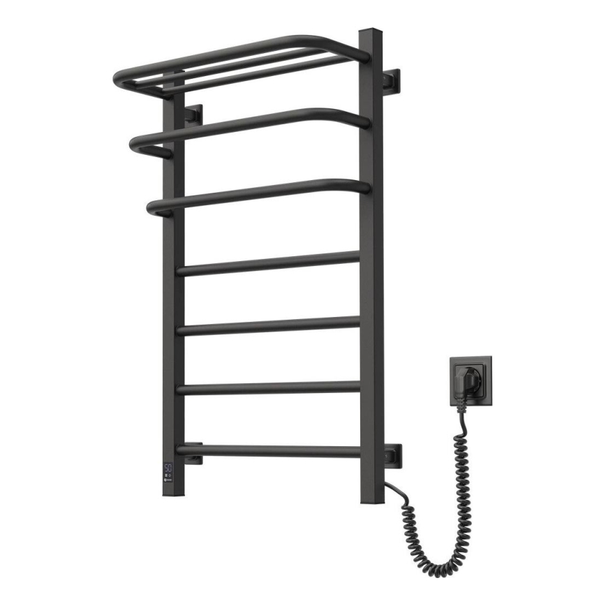 Badkamer elektrisch radiator met thermostaat FORTIS 350W/230V 80,6 cm IP44 zwart rechts hoekig
