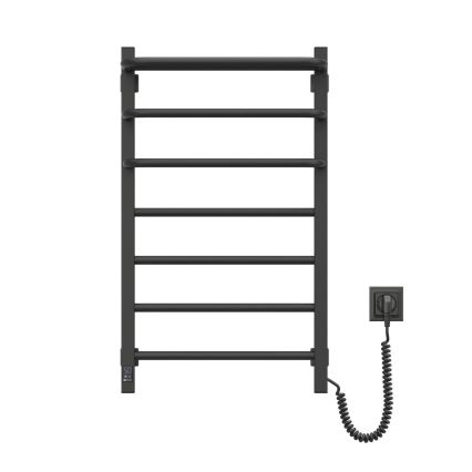 Badkamer elektrisch radiator met thermostaat FORTIS 350W/230V 80,6 cm IP44 zwart rechts hoekig