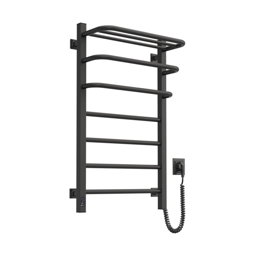 Badkamer elektrisch radiator met thermostaat FORTIS 350W/230V 80,6 cm IP44 zwart rechts hoekig