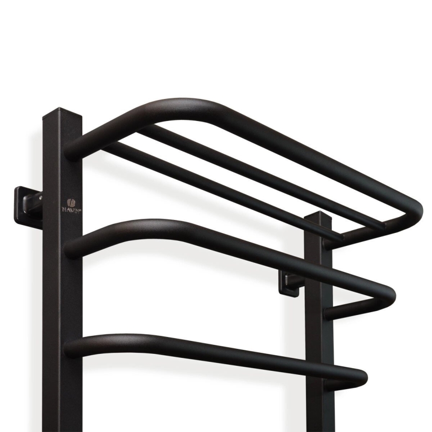 Badkamer elektrisch radiator met thermostaat FORTIS 350W/230V 80,6 cm IP44 zwart rechts hoekig