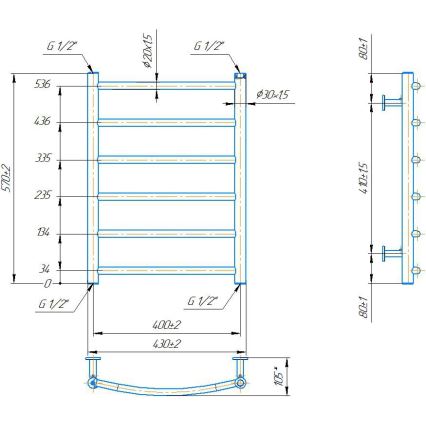 Badkamer handdoekradiator INOX CLASSIC 120W/230V 57x43 cm RVS/wit