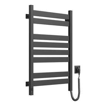 Badkamer handdoekradiator (laddermodel) met thermostaat LARGO 432W/230V 80,6 cm IP44 zwart rechts vierkant
