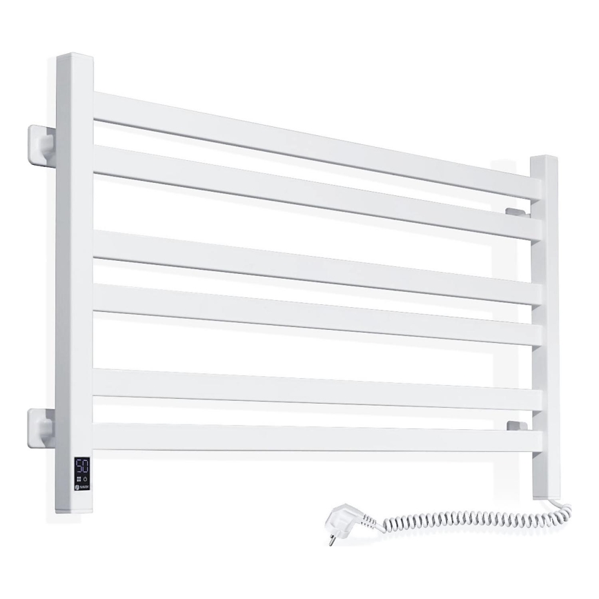 Badkamer-handdoekradiator met thermostaat AVANGARD 316W/230V 50,6 cm IP44 wit rechts vierkant
